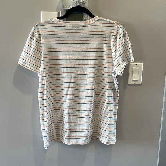 Vince Striped Short Sleeve Tee - White and Gray, orange and blue stripes - Picture 4 of 6
